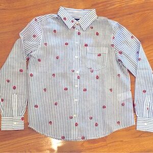 🍓 Banana Republic strawberry striped shirt size petite xs